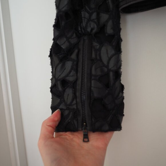 Gothcore Grunge Sam Edelman Biker Jacket Leaf cutout Sleeves sz XS - Picture 9 of 14